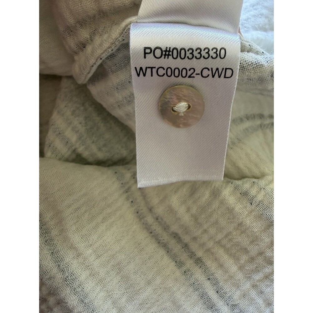 Faherty Dream Organic Cotton Gauze Desmond Top Size Large Cream Tidal Wave Dobby - Picture 12 of 13